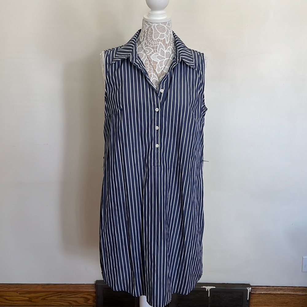 Striped Sleeveless Collar Dress